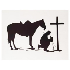 Custom Cowboy Kneeling Cross Stencil - 8.5x11 Reusable for Airbrush Art