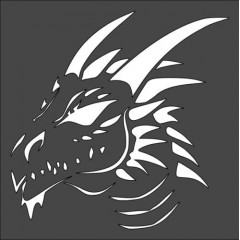 Stencil Dragon Head with Horns, Plastic Reusable