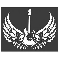 Winged Guitar Stencil 7x9 - Custom Cut Reusable Template for Art & Crafts