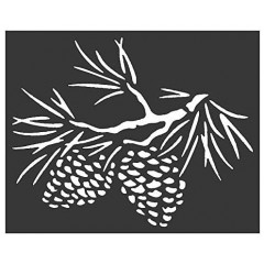 Pinecone Tree Branch Stencil 8x10 - Custom Cut, Reusable Drawing Template