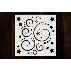 Stars & Swirls Stencil 5.5x5.5 - Reusable for Airbrush, Scrapbooking & Crafts