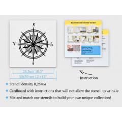 Nautical Compass Rose Stencil 12 inch - Reusable for DIY Crafts and Painting - Laser-Cut Mylar Stencil for Wall Decor, Signs, and More LIONX