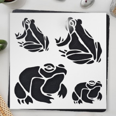 Frogs Logo Stencil - Clear, Sturdy, Reusable Plastic Template, 5.5x5.5 Inch - Perfect for Scrapbooking, Arts & Crafts, Airbrush Painting, Drawing - Versatile Design for Creative Projects