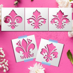 Fleur De Lis Stencil 5 Set 12x12 - Saints Logo Stencils for Elegant Home Decor - Large and Small Sizes - Reusable Stencils for Painting on Various Surfaces