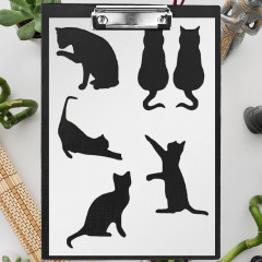 Kittens Kitty Cat Stencil Template Reusable 8.5 x 11 Inches for Painting on Walls, Wood, Arts and Crafts for Airbrushing, Foam Roller, Sponges, Paint Brushes LIONX