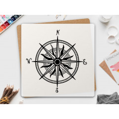 12 Nautical Compass Rose Stencil - Reusable Mylar for DIY Crafts & Decor