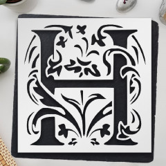 Flower Monogram Tall Letter H Stencil for Painting on Wood, Canvas, Paper, Fabric, Walls and Furniture 5x5 inch, Logo letter H Stencil, Stencils Home Décor, Reusable DIY Art and Craft Stencils LIONX