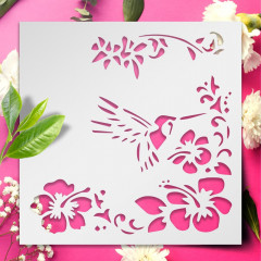 Hummingbird Logo Stencil - Reusable Clear Plastic for Airbrush & Crafts 5.5x5.5