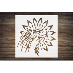 Hawk Mandala Logo Stencil Reusable Sturdy Flexible Clear Plastic 1-5.5x5.5 in Arts and Crafts Material Scrapbooking for Airbrush Painting Drawing