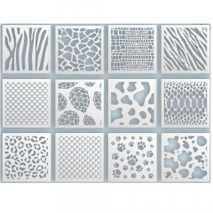 Animal Skin Texture Stencils 12x12 Set - Reusable for Scrapbooking & Painting