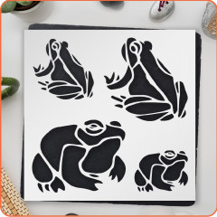 Frogs Logo Stencil - Reusable Flexible Clear Plastic for Arts 5.5x5.5", Crafts, Painting, Ideal for Airbrush, Scrapbooking, DIY Arts and Crafts Projects - LIONX