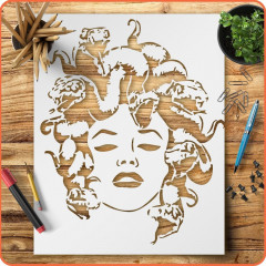 Girl Snake Hair Stencil for Painting - Reusable Art Supplies for DIY Scrapbooking and Wall Painting, 11" x 8.5"