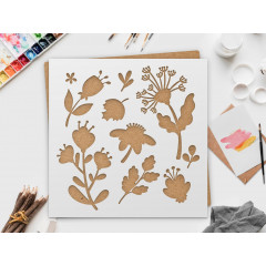 Wildflower Stencil 10x10 - Floral Designs for DIY Art & Painting Projects