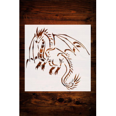 Fairy Dragon with Wings 8x8 inch Stencil, Plastic for Airbrush Painting Drawing and More Reusable Stencil