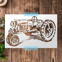 Vintage Tractor Stencil 8.5x11, Reusable Mylar 10mm for Crafts & Airbrush