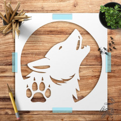 Wolf Stencil Template for Airbrush & DIY - Clear Plastic 5.5x5.5 Cutout