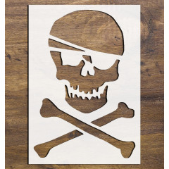 Pirate Skull & Crossbones Large Stencil for Painting, Reusable 19" x 13" Mylar Plastic – Ideal for Pirate Themes, Decor and DIY Crafts