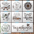 Farmhouse Stencil Set: 7x7 inches Eight-Piece DIY Rustic Crafting Tools for Country Home Decor and Farm-Themed Projects Country Style Stencil Set Farmhouse Pattern Stencils