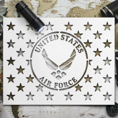 United States US Air Force 50 Stars Flag Union Stencil Template Reusable 11 x 8.5 Inches for Painting on Walls, Wood, Glass, Scarpbooking, Graffity, Arts and Crafts, DIY LIONX