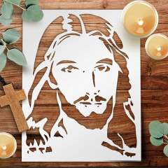 Jesus Christ Face Stencil Template 8.5x11 - Reusable for DIY Crafts & Painting