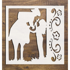 Cowboy and His Girl Logo Flexible Stencil for Crafts - Reusable 5.5x5.5 in - Arts & Crafts Material Wall Stencils DIY Template