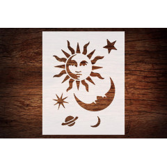 Celestial & Nature Stencil Bundle – Sun, Moon, Stars, Palm Trees, Cactus, Pelican & Mandala Stencils – Reusable Templates for DIY Painting on Wood, Walls, Crafts & Home Decor – 5 x 8 to 11 x 8.5 Inche