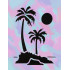 Reusable Palm Trees, Beach, Sun & Moon Stencil 8.5" x 11" - Idyllic Scenery Design for Creative Projects