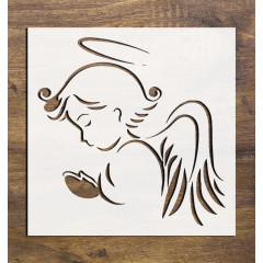 Angel Logo Stencil 5.5x5.5 for Airbrush, Scrapbooking, Reusable Craft Tool