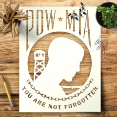 POW MIA Stencil 8.5x11 - Reusable for Walls, Wood, DIY Crafts - LIONX