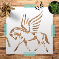 Pegasus Winged Horse Stencil - 8.5x11 Reusable Template for Crafts & Painting