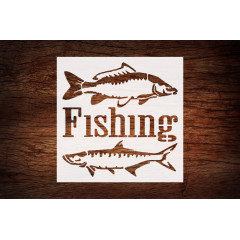 Reusable Nautical Fishing Big Fish Stencil 5.5x5.5 inches - Custom Sea Life Design for Ocean-Themed Crafts