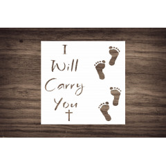 Faith Footprints Stencil - 'I Will Carry You' Inspirational Design, 5.5 x 5.5 inches for Crafting and Home Decor