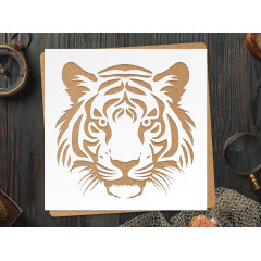 Tiger Head Stencil - 10x10 Reusable for DIY Crafts & Home Decor