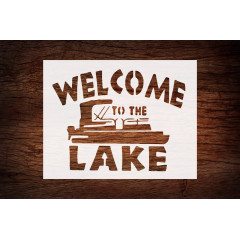 Reusable Welcome to The Lake Boat Stencil 8.5" x 11" - Custom Lakehouse Decor Design for Crafting