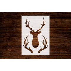 Hunting Buck Head Rack Deer Stencil, Reusable & Sturdy, 8.5" x 11", Custom Wildlife Art Template