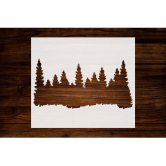 Forest Line Pine Trees & Smokey Mountains Stencil, Reusable & Sturdy, 11" x 8.5", Perfect for Nature-Inspired Art & Crafts