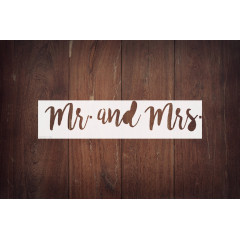 Mr and Mrs Wedding Stencil 12.4" x 2.50" - Elegant Design for Signs, Pillows, and Plaques