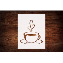 Reusable Coffee & Tea Cup Stencil - Fits 8.5 x 11 - Custom Durable Design