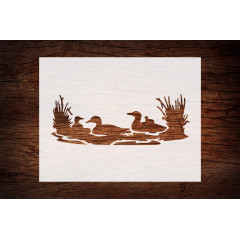 Reusable Ducks & Lake Wilderness Stencil 11" x 8.5" - Custom, Durable Outdoor Scene Template