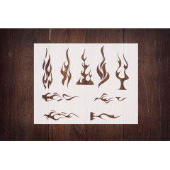 Tribal Flames Stencil 11x8.5 - Custom Fire Design for Dynamic Crafts