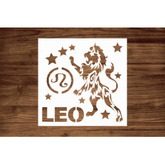 Leo Zodiac Sign Stencil - Astrology Inspired Craft Tool for DIY Projects - Durable 5.5 x 5.5 inches Reusable Plastic Stencil