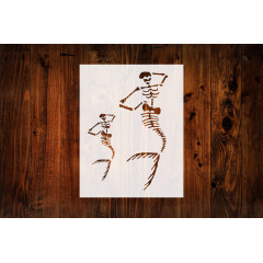 Skeleton Mermaid Stencil, 8.5" x 11", Reusable & Sturdy for Unique Art, Crafts & DIY Projects