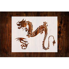 Chinese Dragon Stencil, Reusable & Sturdy, 11" x 8.5", Custom Mythological Art & Craft Template