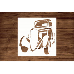 Revive Nostalgia in Your Art - Old Vintage Car Stencil, 5.5 x 5.5 Inches, for Classic Charm and Retro Appeal