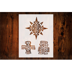 Mayan Aztec Symbol Stencil 8.5x11 - Reusable, Sturdy for Art & Crafts