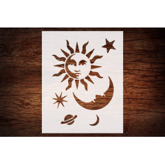 Celestial Sun Moon Stars Board, 8.5" x 11" Stencil