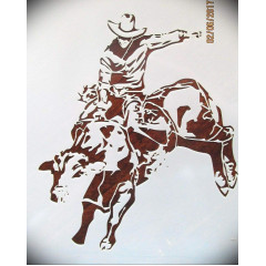 Cowboy Bullrider Logo Stencil - 10mm Mylar, Reusable for Airbrush & Crafts