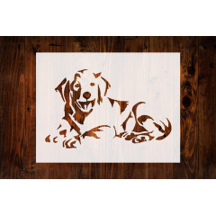 Golden Labrador Retriever Dog Stencil, Reusable & Sturdy, 11" x 8.5", Custom Art & Craft Template