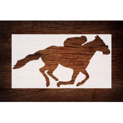 Reusable Race Horse Stencil 11" x 8.5" - Dynamic Equestrian Design for Racing Crafts