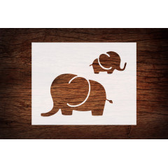 Reusable Mom and Baby Elephant Stencil 11" x 8.5" - Custom Family Design for Heartwarming Crafts